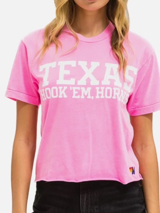 Aviator Nation Tops - Aviator Nation x University of Texas Boyfriend Tee Neon Pink - Sold Out